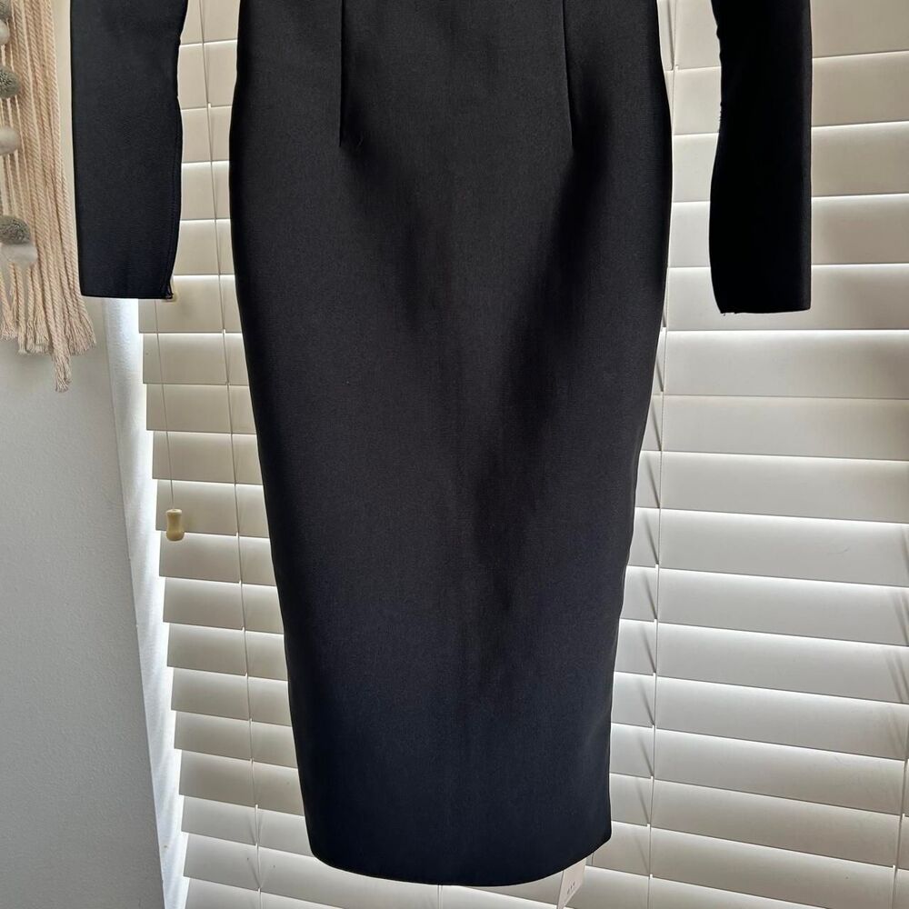 Mew Mews Black Feather Trim Maxi Dress Gown Medium Formal Cocktail Old Hollywood - Picture 5 of 8